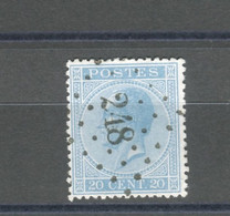 BELGIQUE - COB 18 - 20C BLEU LOSANGE 248 (MEULEBEKE) - 1865-1866 Linksprofil