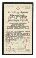 Zuster Eerwaarde Moeder Maria Raymonda Camilla De Bie Semmerzake Nederbrakel Beervelde 1934 Doodsprentje Bidprentje - Santini
