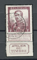 BELGIQUE - COB 122 - 5F LIE DE VIN ALBERT 1ER BORD DE FEUILLE ATELIER DU TIMBRE OBLITERE LE HAVRE (SPECIAL) - 1912 Pellens