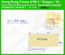 Hong Kong China ATM Stamps * 1988 * Dragon 01 On Cover / Special German Postmark, RARE Frama, Hongkong - Distributori