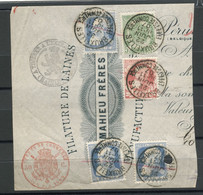 BELGIQUE - LOT DE 5 TIMBRES GROSSE BARBE SIMPLE CERCLE BRUXELLES EFFETS DE COMMERCE - 1905 Barbas Largas