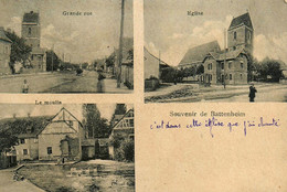 Souvenir De Battenheim * Gruss 3 Vues * Le Moulin , La Grande Rue & Place De L'église Du Village - Andere & Zonder Classificatie