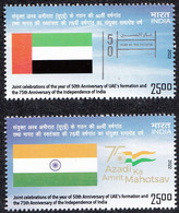 INDIA 2022 75th Anniversary Independence & 50th Anniv UAE Formation  Joint Issue, Flags Set 2v Complete MNH(**) - Neufs