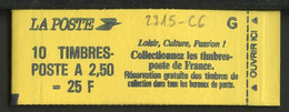 France - Frankreich Carnet 1991 Y&T N°CUC2715-C6 - Michel N°MH2589A*10 *** - 2,50f Marianne De Briat "loisir, Culture" - Modern : 1959-...