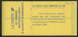 France - Frankreich Carnet 1993 Y&T N°CUCAD2807-C1 - Michel N°MHSK2945D*10 *** - (svi) Marianne De Briat "La Poste" - Modernes : 1959-...