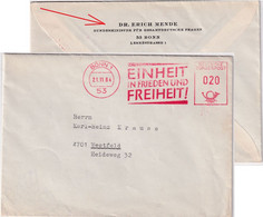 BRD - Bonn 1964 20 Pfg AFS "Einheit In Frieden Und Freiheit !" Brief N. Weetfeld - Marcofilie - EMA (Printmachine)