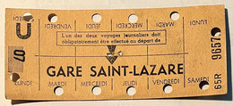 Metropolitain RATP - Carte Hebdomadaire De Travail - Gare Saint Lazare à Paris - Usagé - Europe