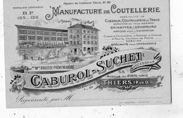 THIERS MANUFACTURE DE COUTELLERIE CABUROL-SUCHET 55 AVENUE DES ETATS-UNIS (CARTE COMMERCIAL) - Thiers