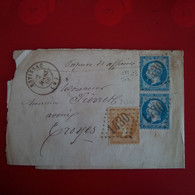 LETTRE TIMBRE MIXTE ESTISSAC POUR TROYES 1866 - 1863-1870 Napoleone III Con Gli Allori