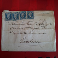 LETTRE 4 TIMBRE MARSEILLE POUR TOULOUSE 1868 - 1863-1870 Napoléon III Con Laureles