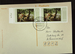 DDR-WU: Postkarte Mit 15 Pf Merkur Und Argus Im Waager. Paar Mit Rand Vom 28.8.90 Aus DRESDEN Knr: 2230 (2) - Cartas