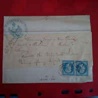 LETTRE PAIRE CACHET TRIBUNAL DE 1ERE INSTANCE DES ANDELYS - 1863-1870 Napoléon III Con Laureles