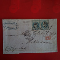 LETTRE BORDEAUX POUR ROTTERDAM CACHET ROUGE PD - 1863-1870 Napoleone III Con Gli Allori