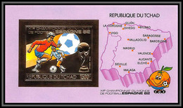 85871/ N°87 B Football Soccer Coupe Monde ESPANA 1982 Tchad OR Gold Stamps ** MNH Non Dentelé Imperf - 1982 – Espagne