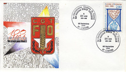 Enveloppe Illustrée Cachet Commémoratif  23 09 95 LIMOGES Centenaire De La CGT FO - 1990-1999