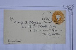 C INDE    LETTRE DEVANT  1909  POUR BRIGHTON ENGLAND +QUEEN VICTORIA ++  AFFRANCH. INTERESSANT - 1882-1901 Empire