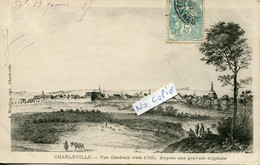 CHARLEVILLE. Vue Générale Vers 1780, D'après Une Gravure Originale - Charleville