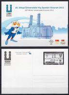 2011 TURKEY 25TH UNIVERSIADE WINTER GAMES IN ERZURUM 4x POSTCARDS SET - Postal Stationery