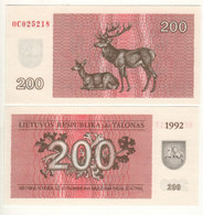 LITHUANIA   200 Talonas   1992   P43   ( Red Deers On Back)   UNC - Lituania