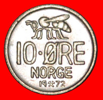 * HONEYBEE (1959-1973): NORWAY ★ 10 ORE 1972 UNC MINT LUSTRE!  OLAV V (1957-1991) LOW START ★ NO RESERVE! - Norway
