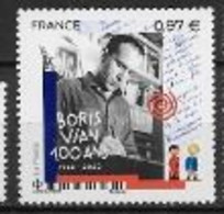 France 2020 Timbre Neuf Boris Vian à La Faciale +10% - Unused Stamps