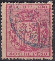 1881-118 CUBA SPAIN ESPAÑA 1881 40c TELEGRAPH TELEGRAFOS USED RARE. - Telegrafo