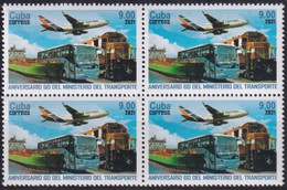 2021.15 CUBA MNH 2021 60 ANIV MITRANS RAILROAD AIRPLANE BUS RAILWAYS. BLOCK 4. - Neufs