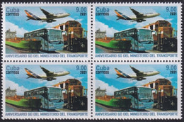 2021.15 CUBA MNH 2021 60 ANIV MITRANS RAILROAD AIRPLANE BUS RAILWAYS. BLOCK 4. - Unused Stamps