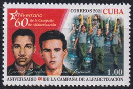 2021.28 CUBA MNH 2021 ANIV 60 LITERACY CAMPAING MANUEL ASCUNCE CONRADO BENITEZ. - Ungebraucht