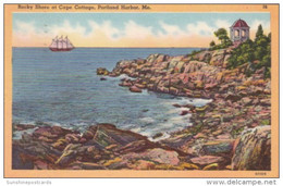 Maine Portland Harbor Rocky Shore At Cape Cottage 1954 - Portland