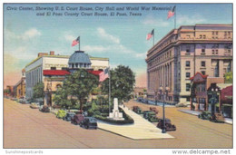 Texas El Paso Civic Center Showing Court House City Hall And World War Memorial Curteich - Dallas