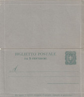 Italy - (1896) - Arms Of Savoy - Biglietto Postale Postal Stationery - Da 5 Centesimi - Autres & Non Classés
