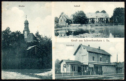 F6754 - Schweikershain Kirche Schloß Bahnhof La Gare Statione - Verlag R. Schilling Leipzig - Rochlitz
