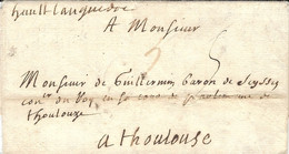 1699- Lettre De PARIS  Pour Toulouse - Sans Marque De Départ  " Haut Languedoc "  - Taxe  5 Sols - ....-1700: Precursori