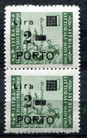 Z3316 ITALIA OCCUPAZIONI ISTRIA E LITORALE SLOVENO Segnatasse 1946 2 Lire, Coppia Con VARIETA', MNH**, Sassone 9d + 9, V - Jugoslawische Bes.: Slowenische Küste