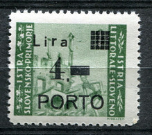 Z3317 ITALIA OCCUPAZIONI ISTRIA E LITORALE SLOVENO Segnatasse 1946 4 Lire, VARIETA', MNH**, Sassone 10d, Valore Catalogo - Occ. Yougoslave: Littoral Slovène