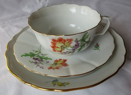 MEISSEN Porzellan Kaffeegedeck Kaffeeset Deutsche Blume Goldrand 3 Tlg. (124748) - Sonstige & Ohne Zuordnung