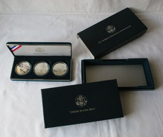 3x 1 Dollar Silber Münze Proof USA 1994 U.S. Veterans PP + Box (125822) - Commemorative