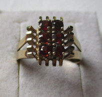 Eleganter Damen Ring Granatschmuck Aus 333er Gold Mit 6 Granatsteinen (123347) - Ringe