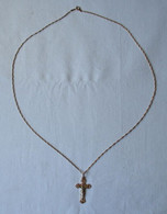 Schöner Kettenanhänger Kreuz Russland Mit Kette 585er Gold (134797) - Collares/Cadenas