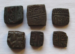 Sammlung 6x Indien Bronze Münzen Paisa Viereckig 19. Jahrhundert (150506) - India