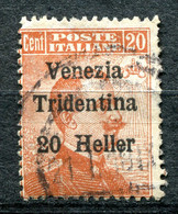 Z3164 ITALIA TERRE REDENTE Trentino-Alto Adige 1918, 20 H. Su 20 C., Usato, Sassone 30, Ottime Condizioni - Trente