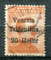 Z3165 ITALIA TERRE REDENTE Trentino-Alto Adige 1918, 20 H. Su 20 C., Usato, Sassone 30, Ottime Condizioni - Trentin
