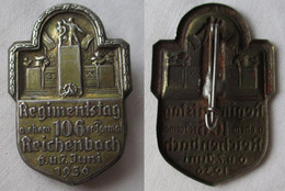 Abzeichen Regimentstag Ehem. 106er Format Reichenbach 6.+7. Juni 1936 (114921) - Deutsches Reich