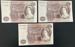 3 X Lion And Key 10 Pound Notes Signed By Hollom, Fforde And Page - 10 Pounds