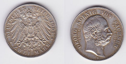 2 Mark Silber Münze Sachsen König Georg 1904 Auf Den Tod Vz (150022) - 2, 3 & 5 Mark Zilver