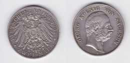 2 Mark Silber Münze Sachsen König Georg 1904 Jäger 129 Vz (150739) - 2, 3 & 5 Mark Silber