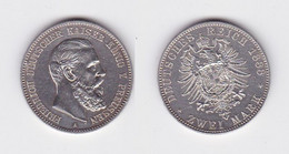 2 Mark Silber Münze Preussen Kaiser Friedrich 1888 Vz+ (130899) - 2, 3 & 5 Mark Silver