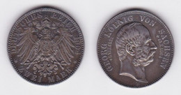 2 Mark Silber Münze Sachsen König Georg 1904 Auf Den Tod Vz (141687) - 2, 3 & 5 Mark Argent