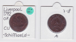 Liverpool Half Penny Kupfer Münze Großbritannien 1792 Schiffsgeld (133679) - Otros & Sin Clasificación